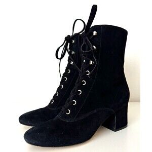 Gianvito Rossi Mackay 60 Black Suede Lace Up Ankle Boots Women’s 38 Made Italy